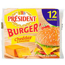 12 TRANCH.BURGER CHEDDAR 200G PRESIDENT