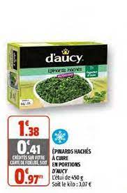 ET.450G EPINARDS HACHES DAUCY SURGELE