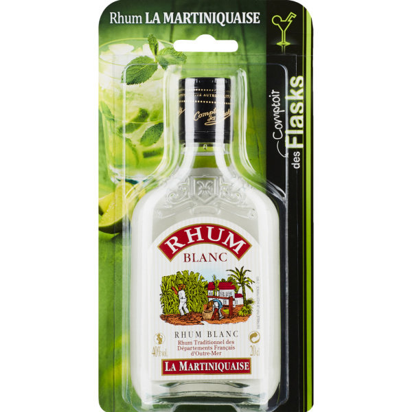 FLASK 20CL BLISTER RHUM BLANC 40° MARTINIQUAISE