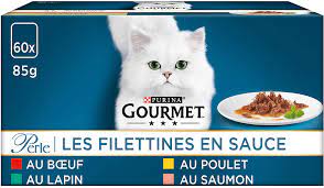 L.4 GOURMET PERLE BOEUF SAUMON POULET LAPIN 85G