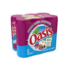 LOT 6 BOITES OASIS POMMES CASSIS FRAMBOISE 33CL