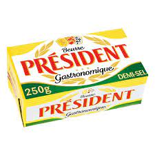 PLAQ.250G BEURRE 1 2 SEL GASTRONOMIQUE PRESIDENT