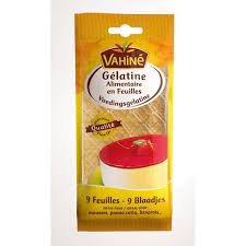 S.9 FEUILLES DE GELATINE ALIMENTAIRE VAHINE